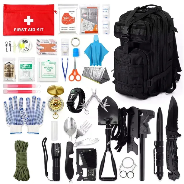 WOJSKOWY ZESTAW SURVIVALOWY niezbędnik XL plecak apteczka SURVIVAL BAG 70w1