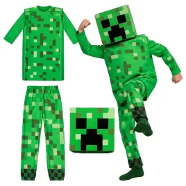 stroj-minecraft-creeper-maska-blua-spodnie-przebranie-kostium-3w1-6-8-lat