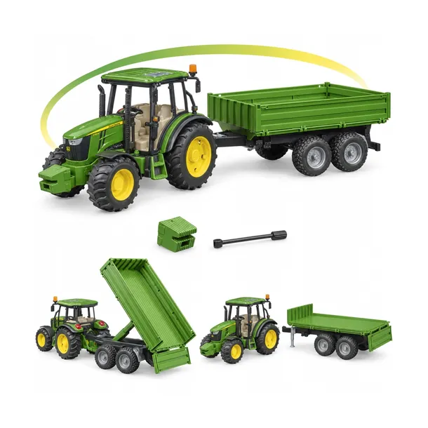 Bruder 02108 Traktor John Deere 5115 M z przyczepą skręcane przednie koła