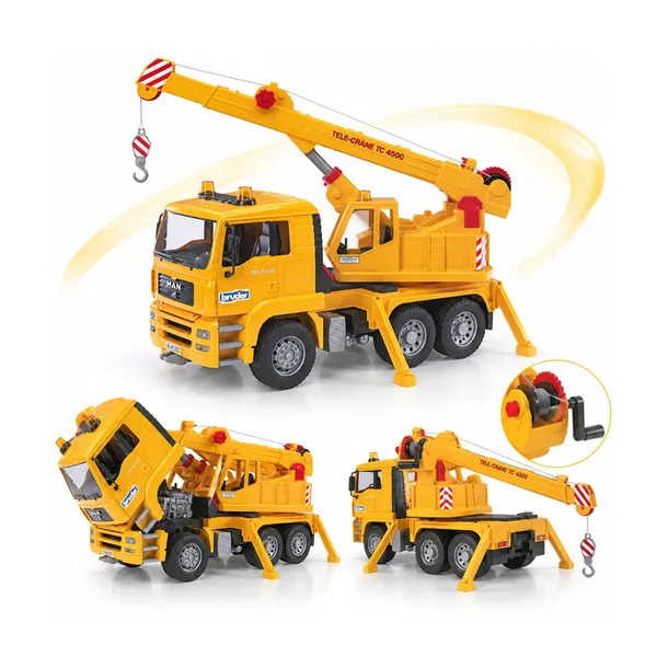 Bruder 02754 Ciężarówka MAN z dźwigiem odchylana kabina kierowcy skala 1:16