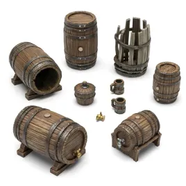 3d-printed-set-miscelaneous-wooden-barrels-1-35-zestaw-beczek-do-makiet