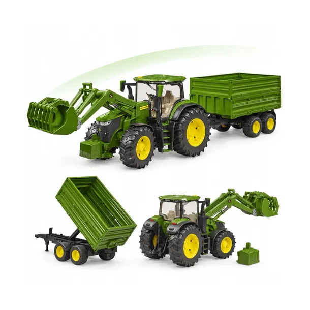 Bruder 03155 Traktor John Deere 7R 350 z ładowaczem czołowym i przyczepą