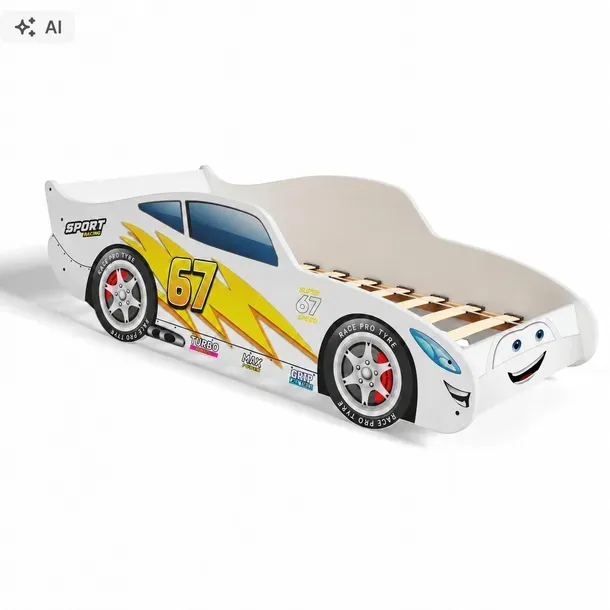 Łóżko dziecięce samochód 80x160 białe dla chłopca pojedyncze CARS