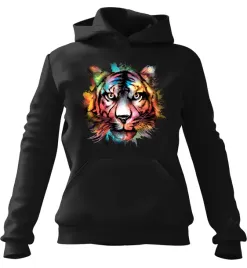 bluza-damska-z-kapturem-tiger-watercolor-czarna-xl