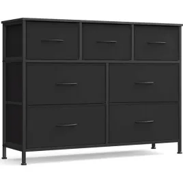songmics-komoda-szafka-7-szuflad-materialowych-czarna-98x30x74cm