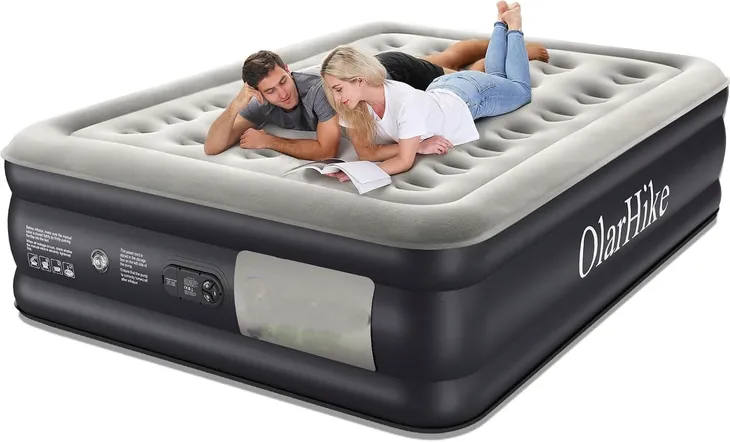 OlarHike Materac Dmuchany 203x152x46 cm 300 kg z Wbudowaną Pompką -