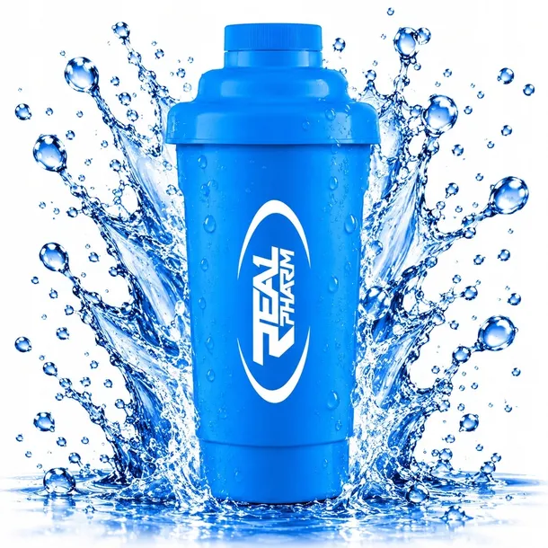 SHAKER szczelny do odżywek bidon butelka NIEBIESKI Real Pharm Shaker 600ml