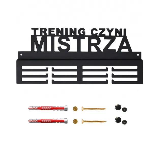 Wieszak Na Medale "Trening Czyni Mistrza" Uchwyt na Medale Mocny Metalowy