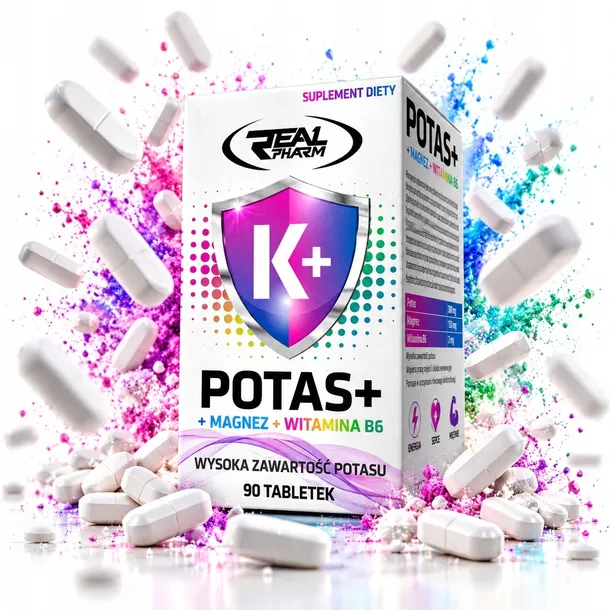 MAGNEZ i POTAS B6 zmęczenie skurcze Real Pharm Potas+Magnez+B6 90 tabl.