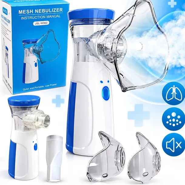 INHALATOR NEBULIZATOR 2 MASKI DLA DZIECI I DOROSŁYCH PRZENOŚNY CICHY USB