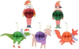 zawieszki-zwierzeta-honeycomb-papier-mikolaj-elf