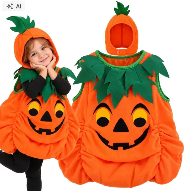 STRÓJ DYNI NA HALLOWEEN KOSTIUM DYNIA Z CZAPECZKĄ DLA DZIECI 98 104 110 CM