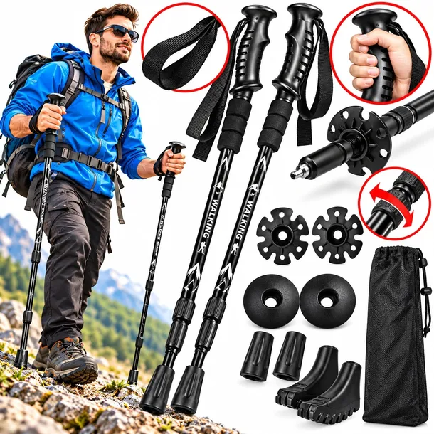Kije do NORDIC WALKING Kijki trekking SENIORÓW KPL. 2szt SKŁADANE CHODZENIA