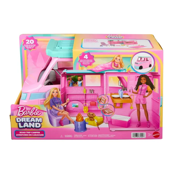Barbie Kamper Przygód Pojazd Zestaw 2 w 1 Zabawka dla dzieci 3+ JMK45