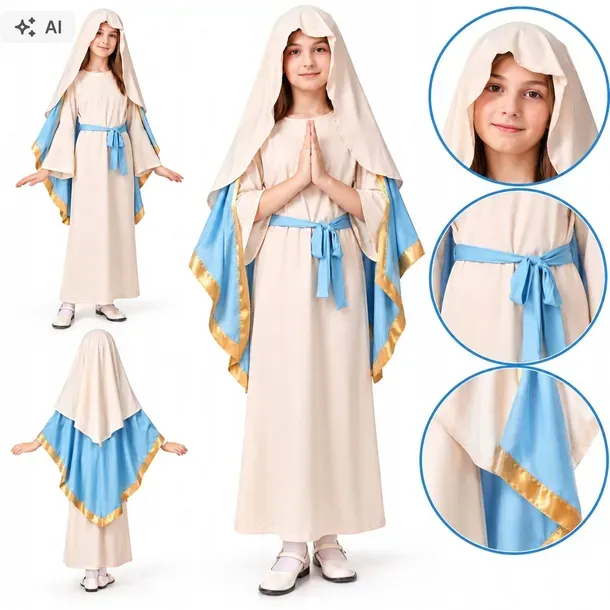 STRÓJ MARYI MARYJA KOSTIUM NA JASEŁKA BAL ŚWIĘTYCH DLA DZIEWCZYNKI 120/130