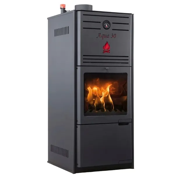 Piec kominkowy wolnostojący na drewno 30kW /1260x535x535 z płaszczem wodnym