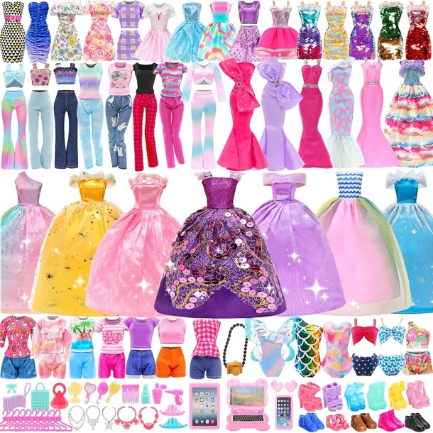 35X AKCESORIA UBRANIA SUKNIE BUCIKI STROJE LALKI 30cm PREZENT MIX ZABAWKI