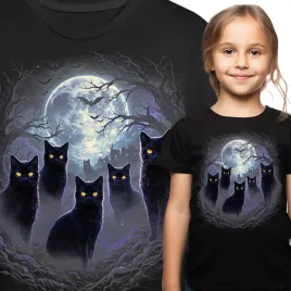 koszulka-dziecieca-koty-straszny-las-halloween-tshirt-duchy-dynia-nadrukiem