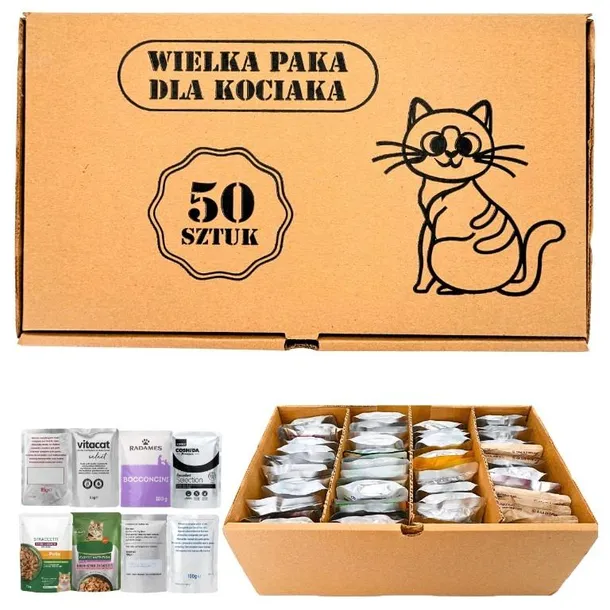 50 szt. Karma mokra dla kota Saszetki Mix Smaków Wielka Paka dla Kociaka