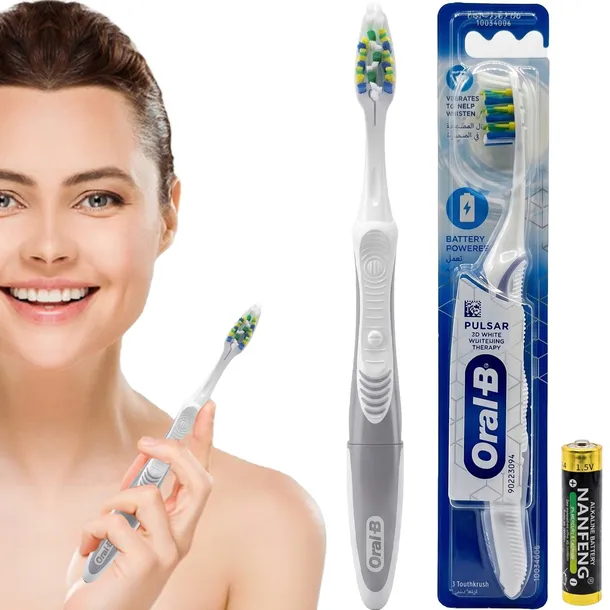 SZCZOTECZKA DO ZĘBÓW ORAL-B PULSAR SOFT Z ZASILANIEM BATERYJNYM - SREBRNA