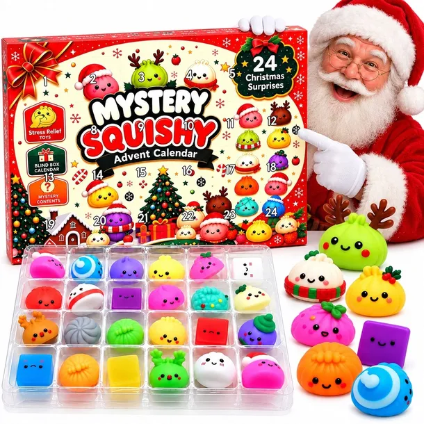 KALENDARZ ADWENTOWY GNIOTKI SQUISHY 24 szt NIESPODZIANKI BOŻE NARODZENIE XL