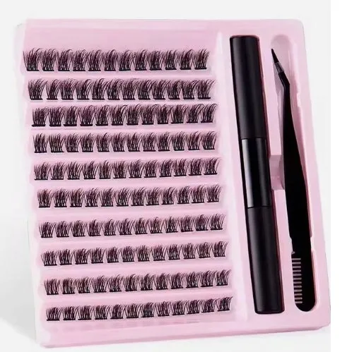 Rzęsy bondingowe kępki sztuczne zestaw Bonding Lash + akcesoria klej DIY
