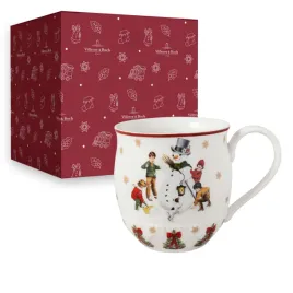 kubek-swiateczny-390-ml-porcelanowy-balwan-relief-bialy-czerwony