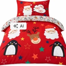 posciel-swiateczna-140-x-200-cm-2-czesci-dwustronna-czerwona-ho-ho-ho