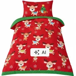 posciel-swiateczna-135-x-200-cm-2-czesci-renifer-rudolf-czerwona
