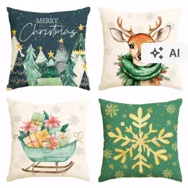poszewki-swiateczne-4-szt-50-x-50-cm-jelen-sanie-choinki-prezenty