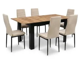 stol-rozkladany-craft-120-160x80-6-krzesel-welurowych-axell-bezowych