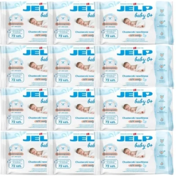 Jelp baby 0+ water chusteczki nawilżane 12 x 72 szt. 98% wody