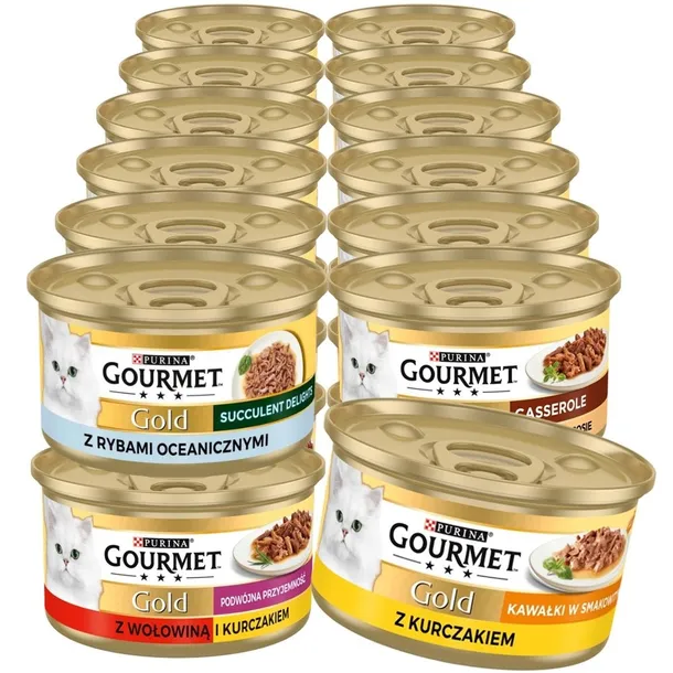 PURINA Gourmet Gold karma mokra dla kota SOS 4 smaki 24x85g