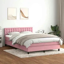 lozko-kontynentalne-z-materacem-rozowe-160x210-cm-aksamit