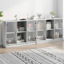 biblioteczka-z-drzwiczkami-szary-dab-sonoma-204x37x75-cm