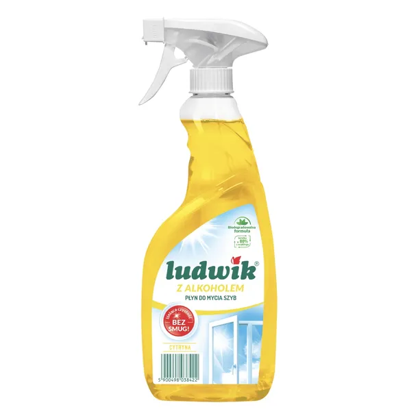 LUDWIK PŁYN DO MYCIA SZYB OKIEN GLAZURY CYTRYNA BEZ SMUG Z ALKOHOLEM 600ML