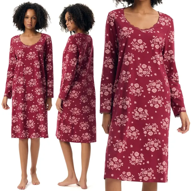 HENDERSON GRETA Elegancka Długa Koszula Nocna z Koronką 100% Bawełna - 3XL