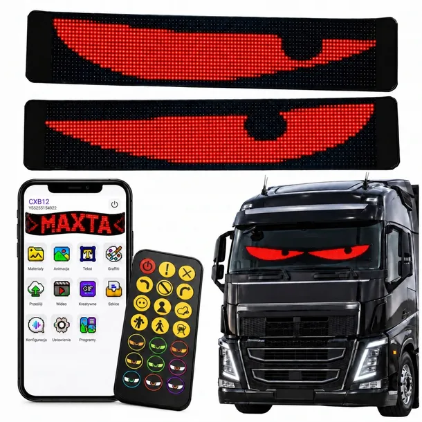 PANEL LED 2 szt TIR CIĘŻARÓWKA WYŚWIETLACZ 60x12cm X2 Diabelskie oczy K12