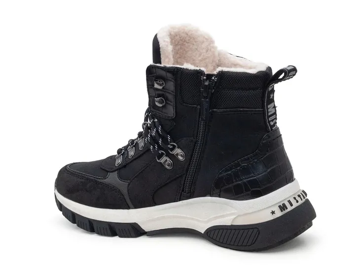 Buty ocieplane damskie Mustang  czarne śniegowce 49C-053 (1367-602-9) 38