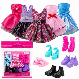 buty-barbie-5-par-5-sukienek-ubranka-dla-lalek-30-cm-zestaw-akcesoriow