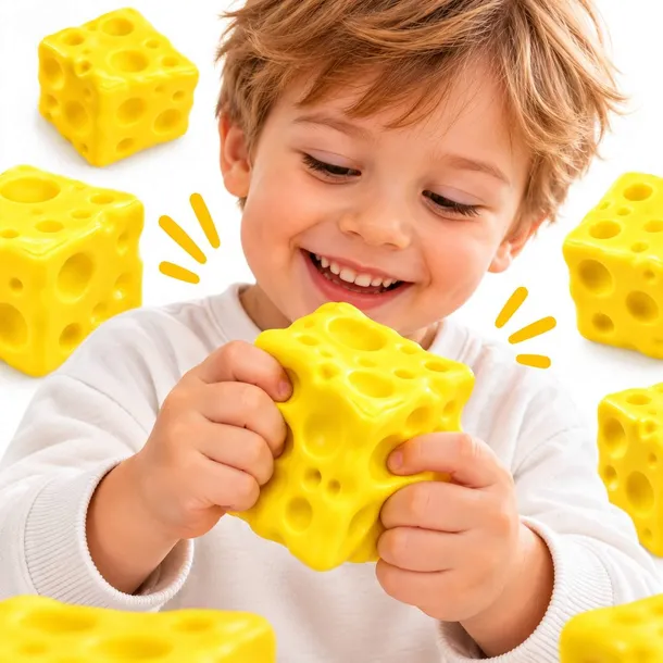 Duży Gniotek Antystresowy Ser Squishy 7x7 cm Piankowy Hit TikToka