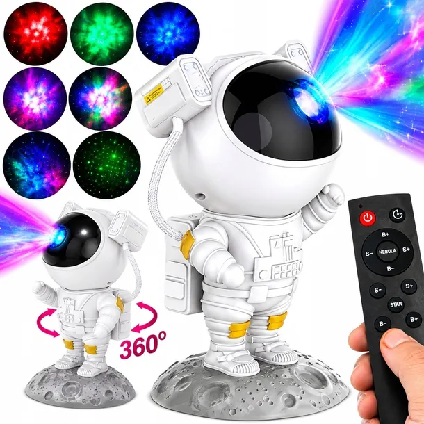LAMPKA NOCNA LED PROJEKTOR RZUTNIK GWIAZD NIEBA ASTRONAUTA DLA DZIECI PILOT