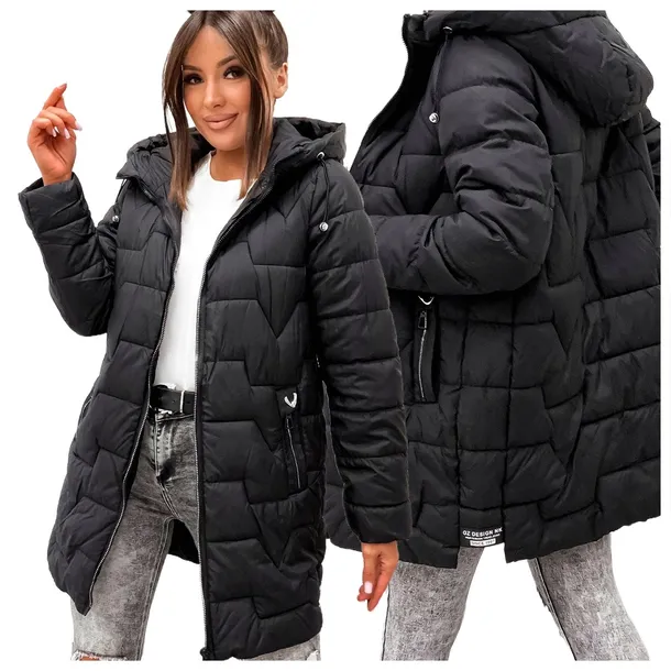 KURTKA JESIENNA DAMSKA PRZEJSCIOWA PARKA Z KAPTUREM CZARNA 60116 ROZMIA XXL
