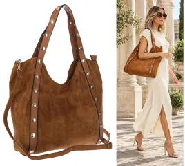 torebka-damska-shopper-na-ramie-worek-torba-listonoszka-hj1386-brazowa-eko-zamsz-2-komory-zapiecie-na-zamek-zlote-okucia-format-a4