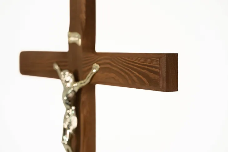 Krzyż na cmentarz drewniany BRĄZ - ciemny orzech 170cm x 51cm
