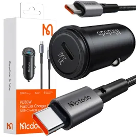 mcdodo-szybka-ladowarka-samochodowa-do-telefonu-usb-c-led-kabel-usb-c-1m-adapter-do-auta-pd-qc-45w-3-a-czarny