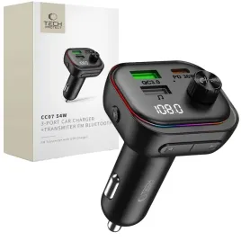 transmiter-fm-bluetooth-ladowarka-do-gniazda-tech-protect-54w-usb-a-usb-c-adapter-samochodowy-do-telefonu-zasilacz-auta-3-urzadzenia-jednoczesnie