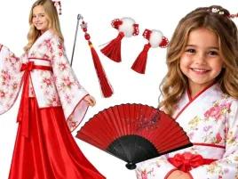 stroj-chinka-dla-dziewczynki-kimono-spodnica-pas-wachlarz-orientalny134-140
