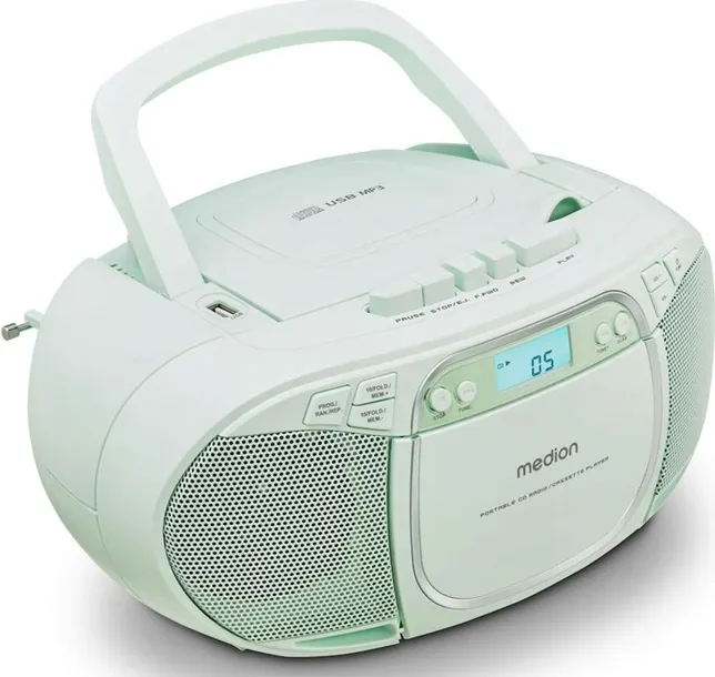 BOOMBOX RADIO FM STEREO MD44176 CD-MP3 USB KASETA AUX MAGNETOFON