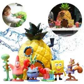 ozdoba-do-akwarium-domek-figurki-6-szt-spongebob-kryjowka-dla-ryb-ananas-zywica-poliestrowa-aranzacja-zbiornika-schronienie-dla-rybek